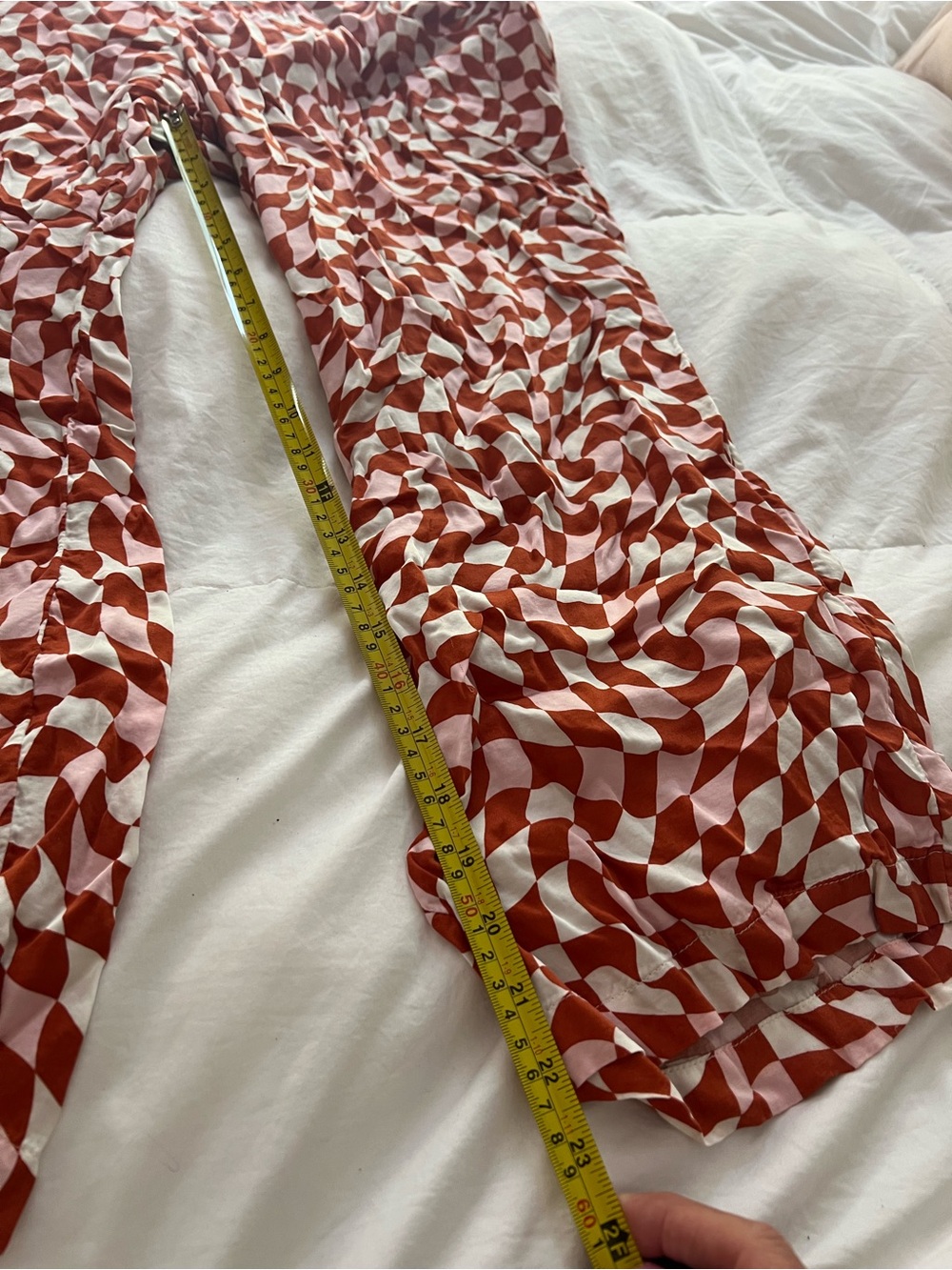 Anthropologie Retro Red & White Geometric Wide-Leg silky lounge Pants xl - Picture 2 of 6